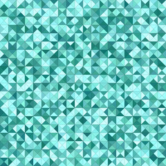 Teal color triangle mosaic background design