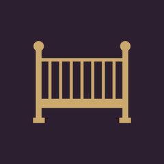 Childrens bed icon. Baby bed design. Cradle and home, nurse symbol. web. graphic. AI. app. logo. object. flat. image. sign. eps. art. picture - stock