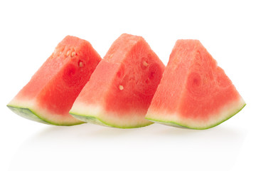 Watermelon slices isolated on white, clipping path