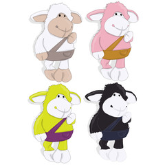 funny sheep posing isolated on white background