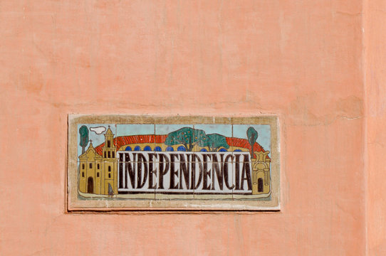 Independencia street sign,Cordoba