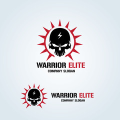 Warrior Elite logo, skull logo, rock logo, vector logo template