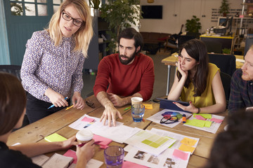 Female Manager Leads Brainstorming Meeting In Design Office