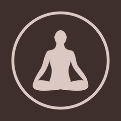 Meditation icon. human meditating in lotus pose.