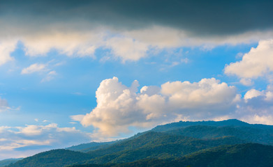 image of rainclouds and mountain in background at Doi Suthep Chiang Mai,Thailand.