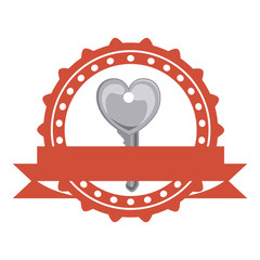 Heart and key icon. Love valentines day romance and card theme. Isolated design. Vector illustration