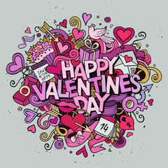 Cartoon vector hand drawn Doodle Happy Valentines Day 