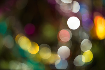 Obraz premium Defocused background decorated Christmas tree. The idea for postcards. Soft focus. Shallow DOF