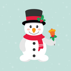 cute snowman with a bell