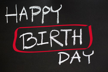 Happy birthday on blackboard background
