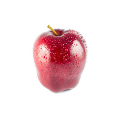 Plakat wet red apple isolated on white background