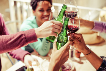 Diverse people ethnicity friends hanging out