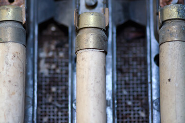 Old rusty electrical fuses with terminals 