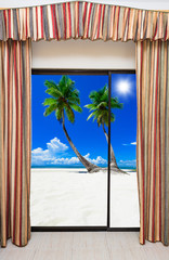 window overlooking the beach