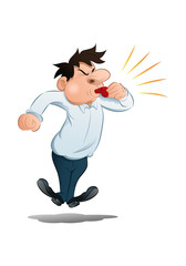 businessman coach blow a whistle