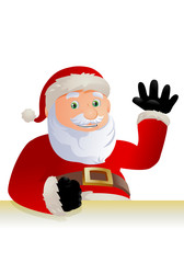 happy santa claus say hi on isolated white background