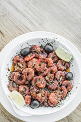 fresh prawns fried in garlic olive oil seafood tapas snack