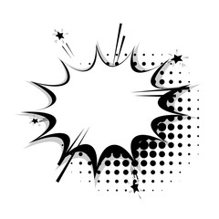 Blank template comic speech star bubble halftone dot background style pop art. Comic dialog empty cloud, space text style pop art. Creative composition idea conversation comic sketch explosion star