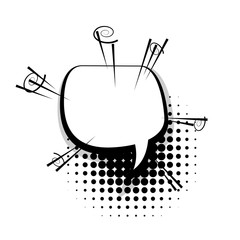Blank fun template comic speech bubble halftone dot background style pop art. Comic dialog empty cloud, space text style pop art. Creative composition idea conversation comic sketch explosion