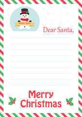 letter to santa with cute snowman