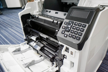 open the printer for checking and maintenance