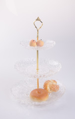 tray or three tier serving tray on a background.