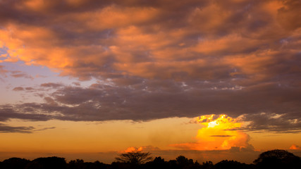 Fototapeta na wymiar Background of Dramatic Twilight Sunset