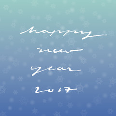 happy new year 2017 ink calligraphy style in snow blue sky background