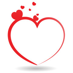 Vector red heart Beautiful white background.