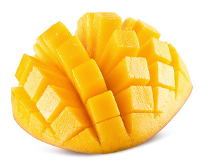 mango slices isolated on the white background - obrazy, fototapety, plakaty