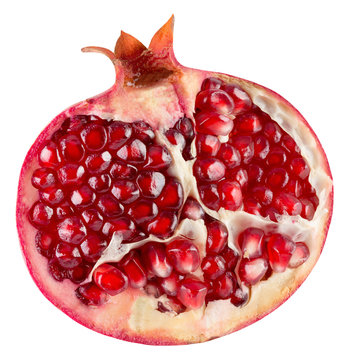 Half Of Pomegranate Isolated On The White Background