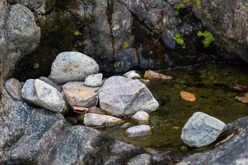 Fototapeta na wymiar Rock mountain and waterfall river
