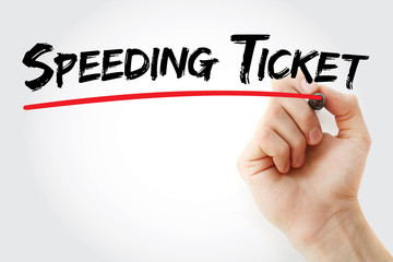 Hand writing Speeding ticket with marker, concept background
