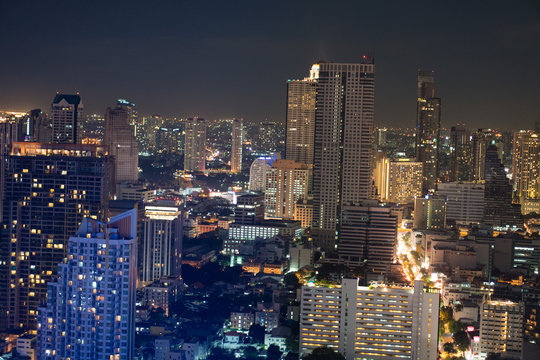 Panorama of Bangkok at night, Thailand