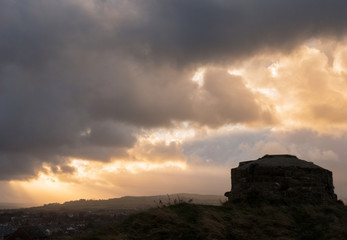WHITBY, ENGLAND - NOVEMBER 5: Dramatic sky and rainy weather. In Whitby, North Yorkshire, England. On 5th November 2016.