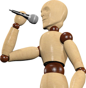 Boneco de madeira cantando