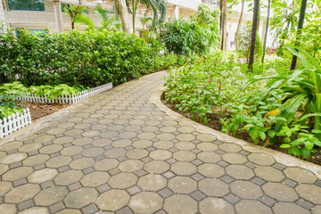 Brick Pathway in the public garden.