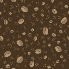 Seamless vector pattern for background from coffee grains and sp