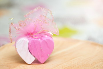 Souvenir heart shape of wedding ceremony.