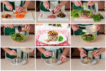 A Step by Step Collage of Making German Christmas Salad