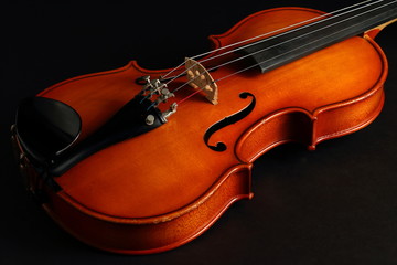 Fototapeta na wymiar Violin Close-Up on Black