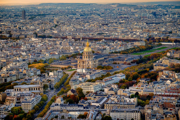 Aerial view of Les Invalides, Paris, France.