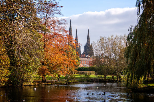 Lichfield Cathedral in Autumn