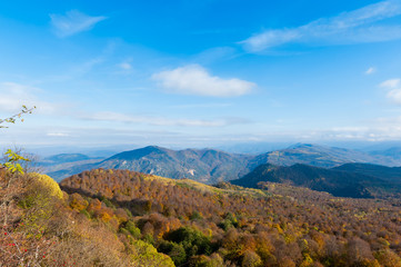 Panoramic view over mountains fall season