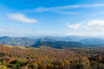 Panoramic view over autumn mountains