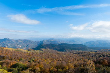 Fototapeta premium Panoramic view over autumn mountains