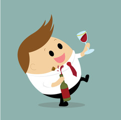 Vector of Businessman drinking red wine