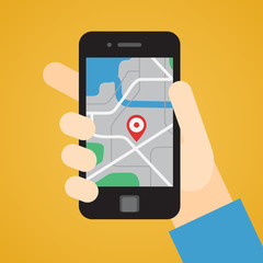 Smartphone in hand. GPS pointer on the map. Part four.