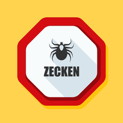 Ticks danger sign (Non-English text - Ticks)