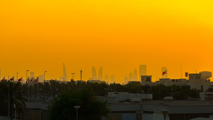 Fototapeta na wymiar Wide view of the Manama at sunset